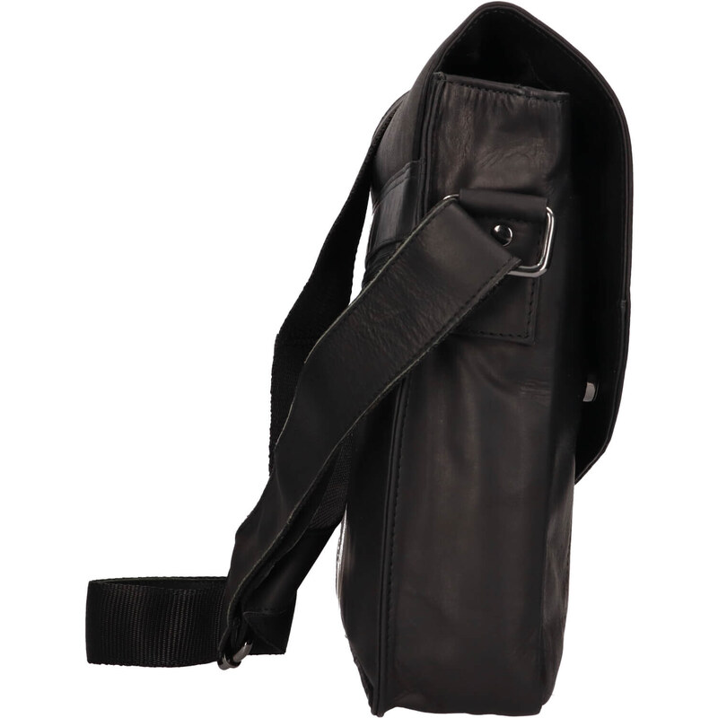 Pánská kožená taška přes rameno Greenwood Henryj - černá