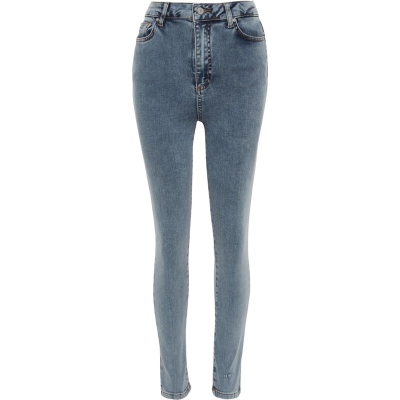 Trendyol modré úzké džíny s vysokým pasem