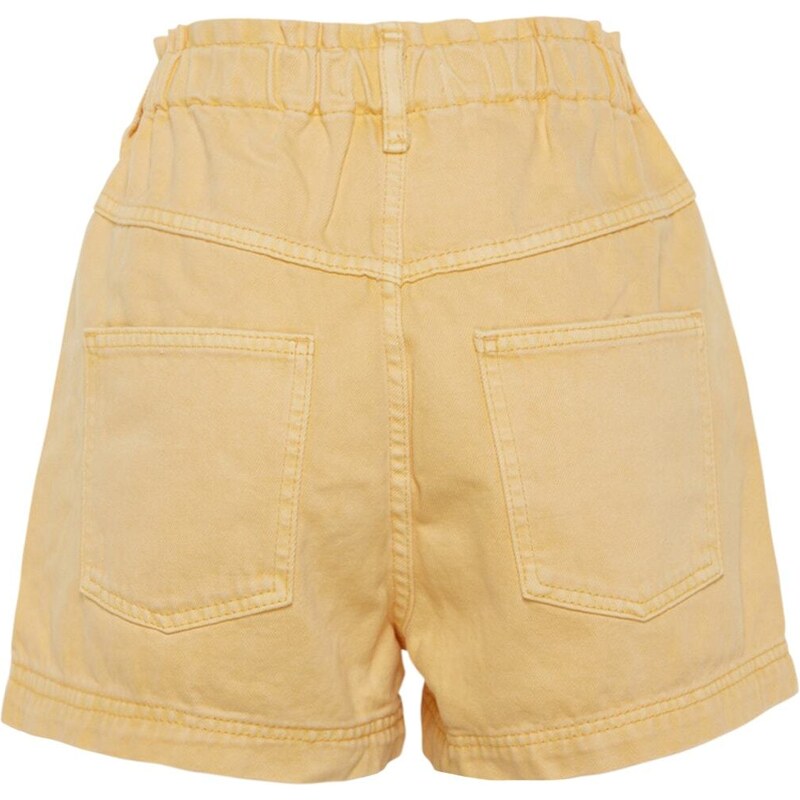 Trendyol Yellow Denim Shorts With Pocket Details With Elastic Waist