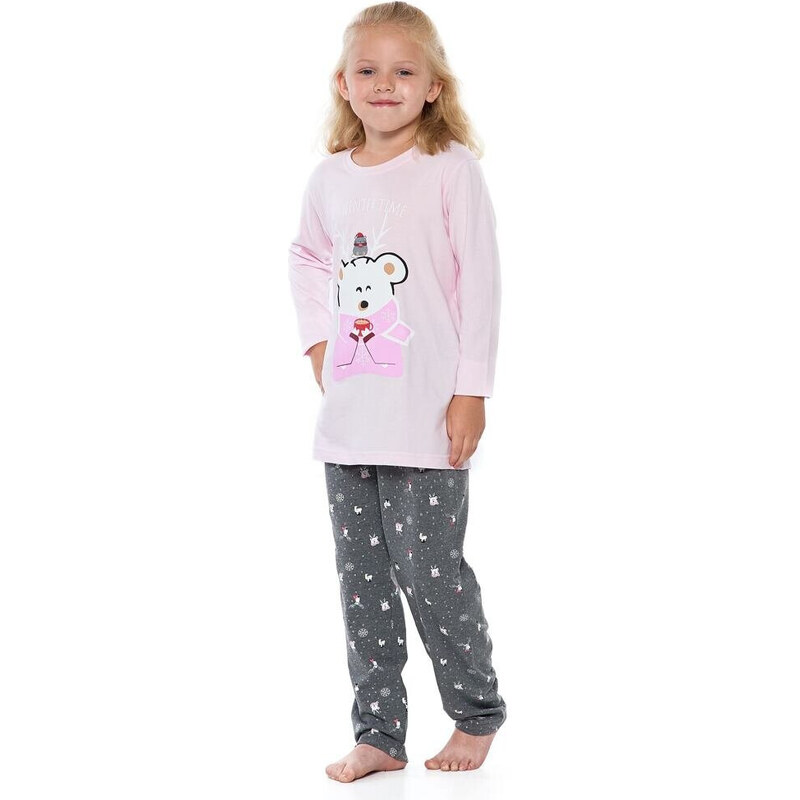 Moraj Dívčí pyžamo Winter růžové s medvídkem