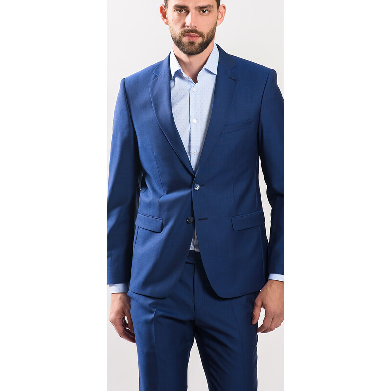 Alain Delon Modrý vlnený Slim Fit oblek