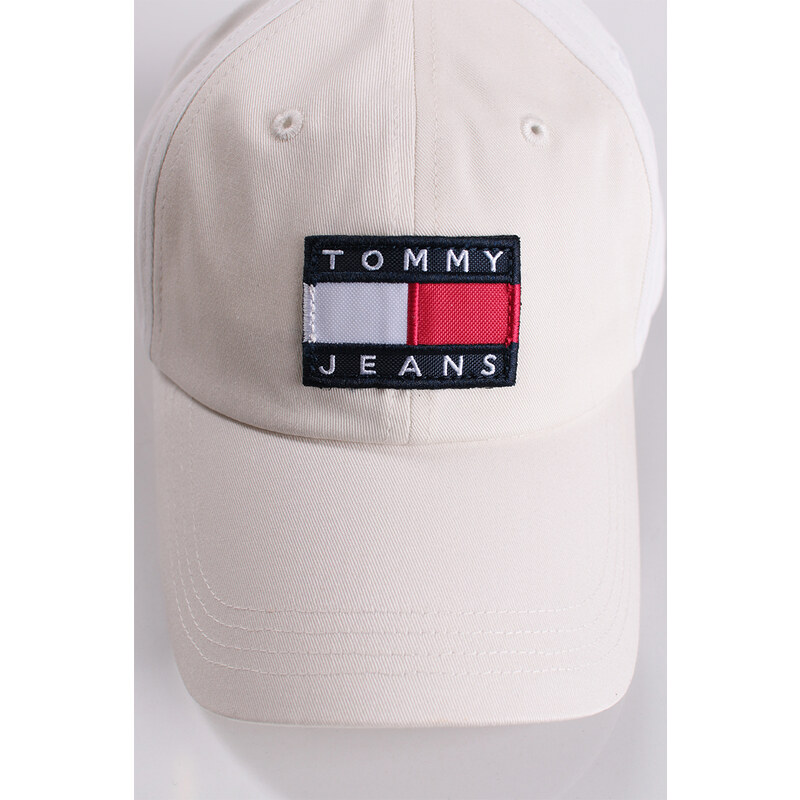 Tommy Hilfiger Smetanová kšiltovka Heritage Organic Cotton Badge Cap