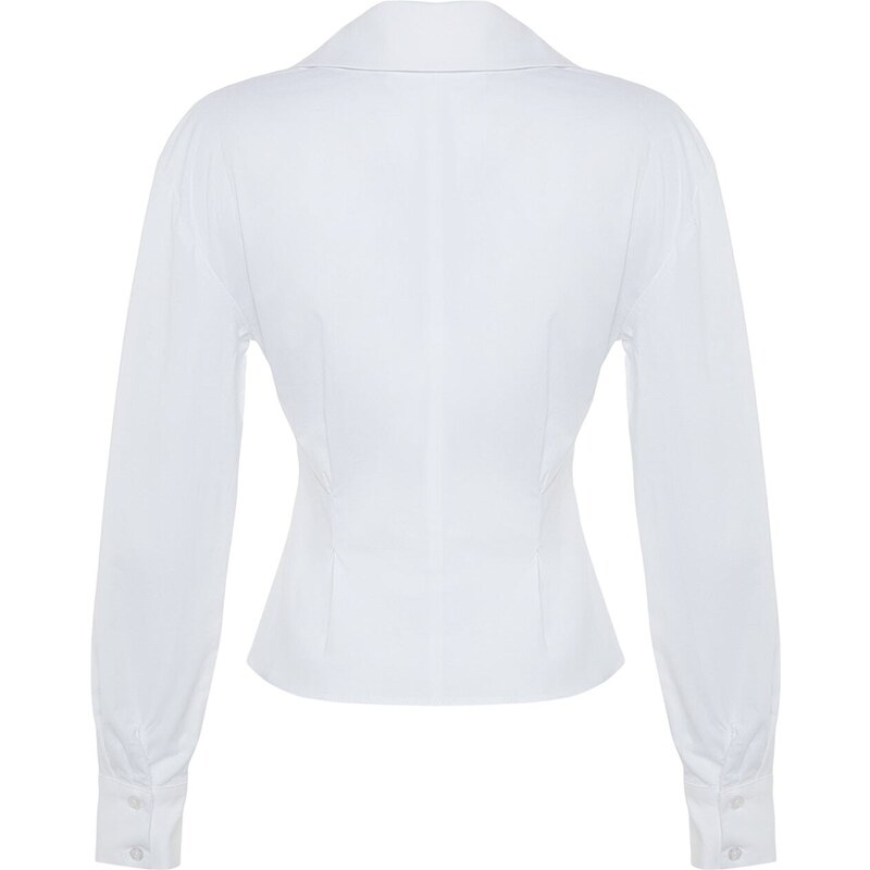 Trendyol Ecru Collar Detailed Poplin Shirt