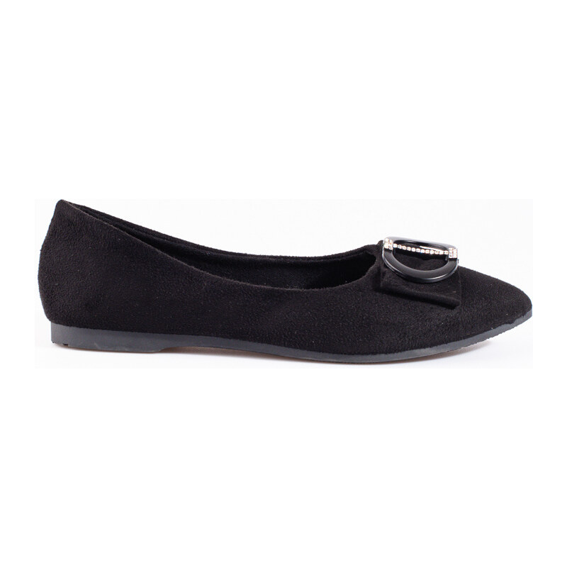 Black women's suede ballerinas with Shelvt buckle