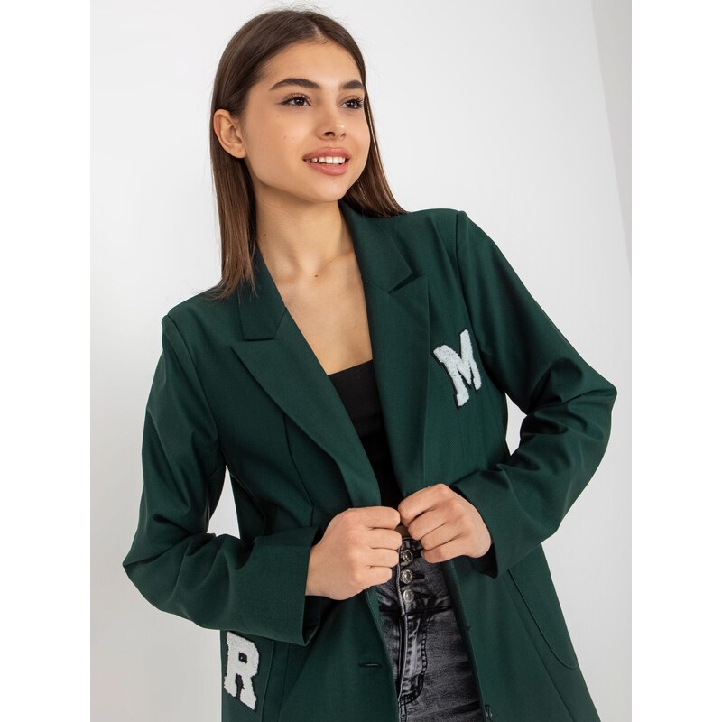 Fashionhunters Dámská tmavě zelená bunda s kapsami