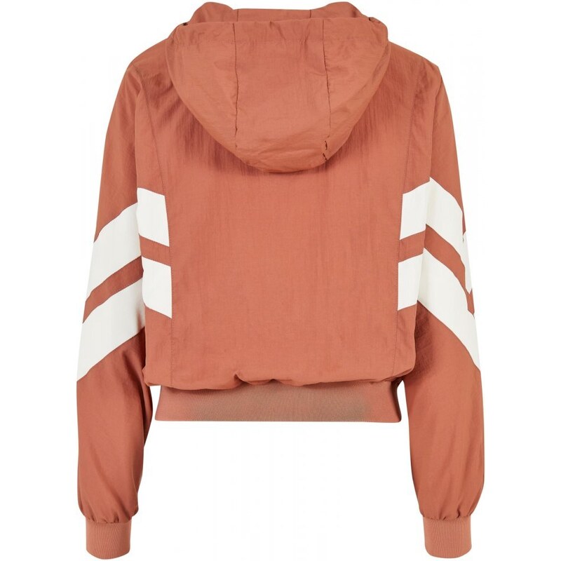 URBAN CLASSICS Ladies Crinkle Batwing Jacket - terracotta/whitesand