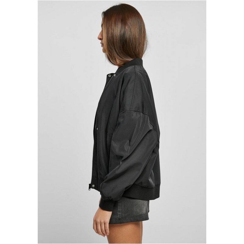 URBAN CLASSICS Ladies Recycled Oversized Light Bomber Jacket - black