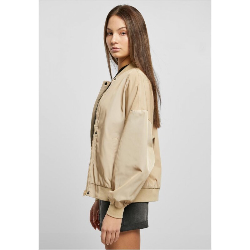 URBAN CLASSICS Ladies Recycled Oversized Light Bomber Jacket - unionbeige