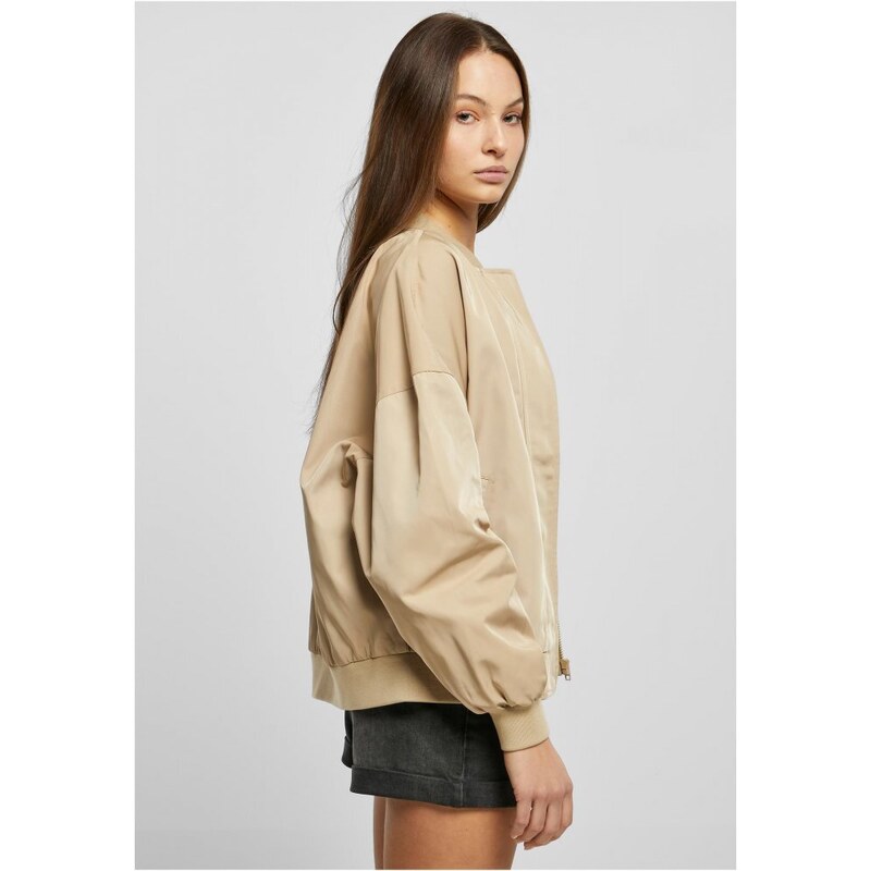 URBAN CLASSICS Ladies Recycled Oversized Light Bomber Jacket - unionbeige