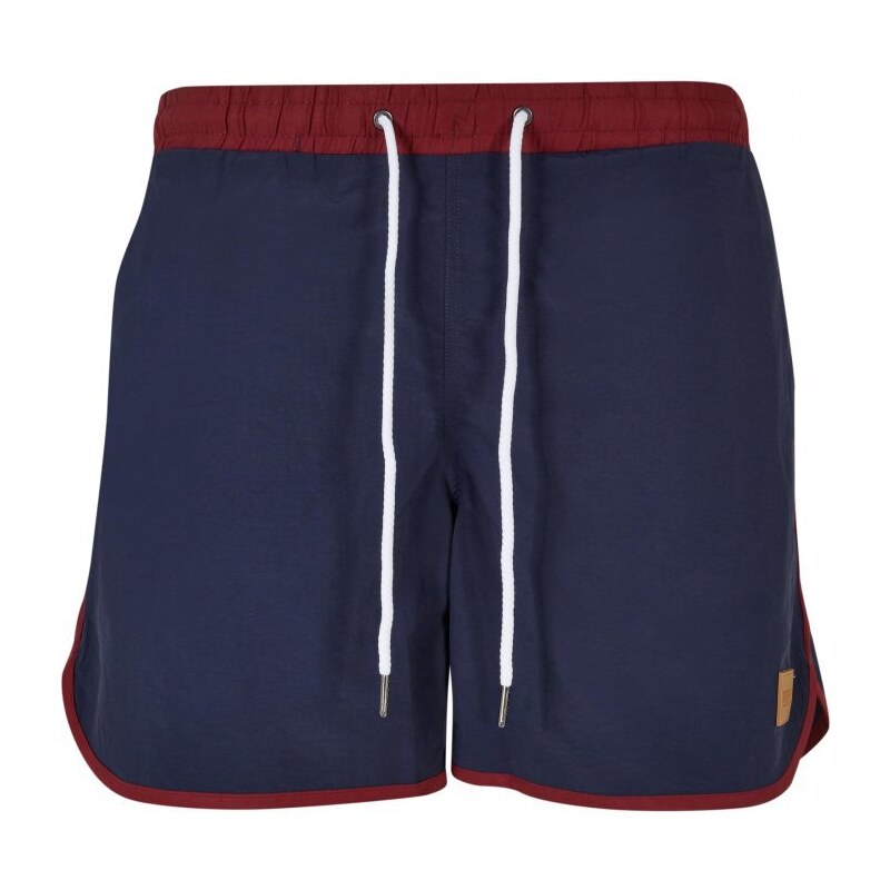 Pánské koupací kraťasy Urban Classics Retro Swimshorts - burgundy/midnightnavy