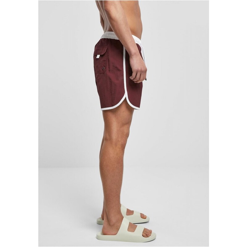 Pánské koupací kraťasy Urban Classics Retro Swimshorts - white/cherry