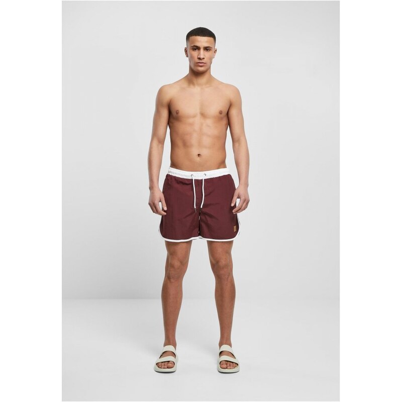 Pánské koupací kraťasy Urban Classics Retro Swimshorts - white/cherry