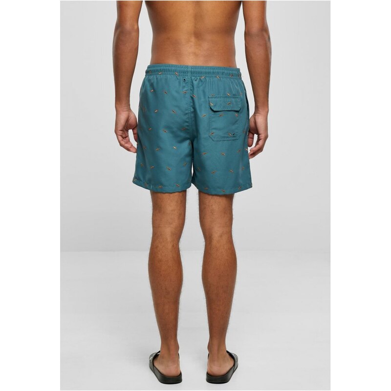 URBAN CLASSICS Embroidery Swim Shorts - shark/teal/toffee