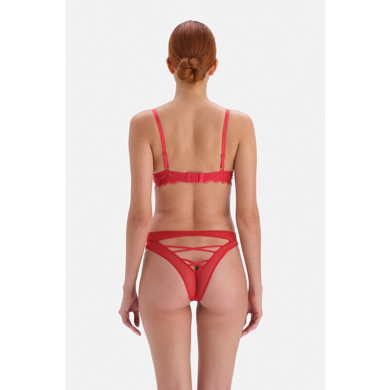 Dagi Red Brazilian Panties with Low-cut Back and String Detail