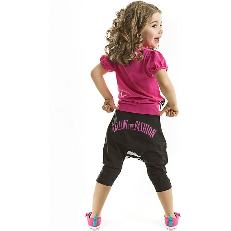 Denokids Zebra Fashion Dívčí tričko Capri Shorts Set