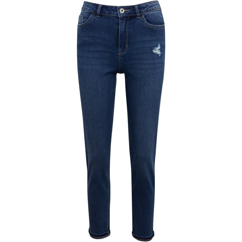 Orsay Tmavě modré dámské zkrácené mom fit džíny - Dámské
