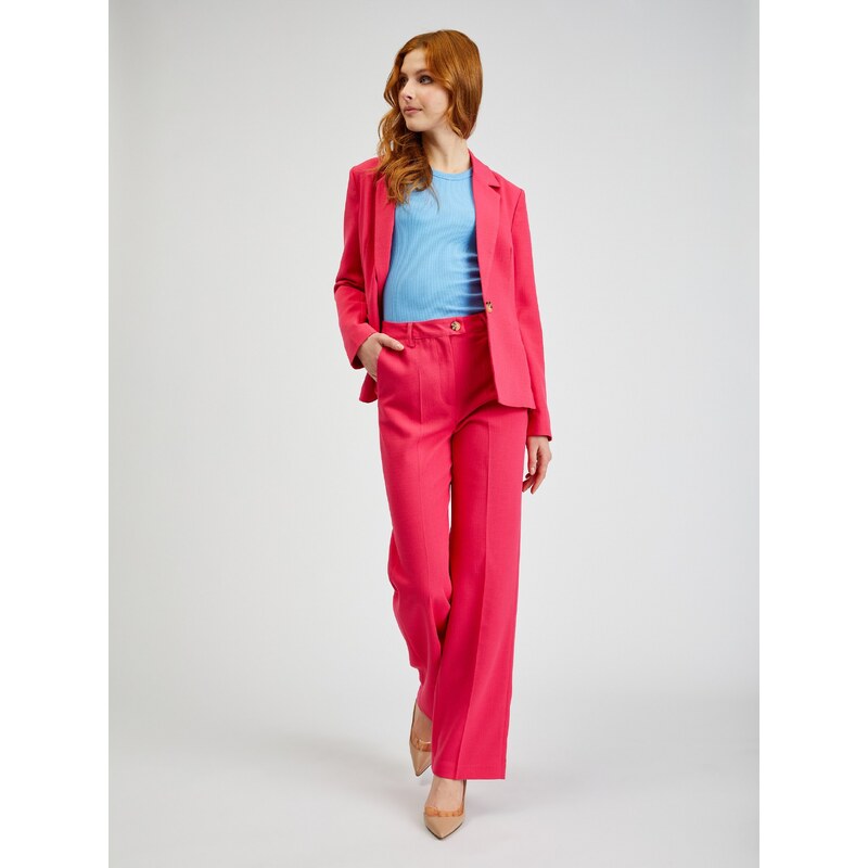 Orsay Tmavě růžové dámské flared fit kalhoty - Dámské