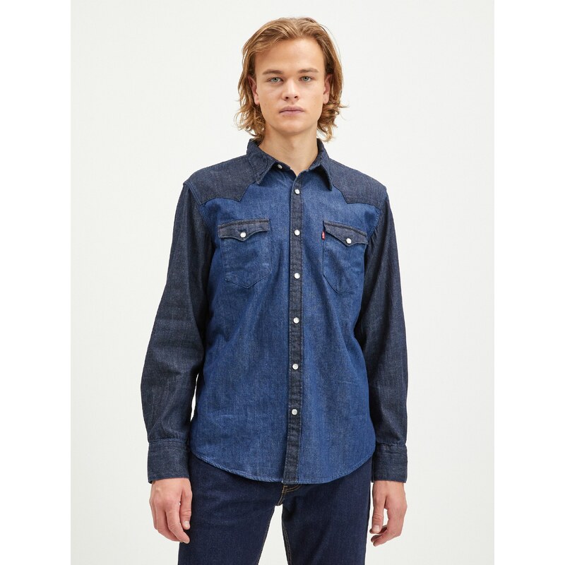 Levi's Tmavě modrá pánská džínová košile Levi's Barstow Western Standard - Pánské