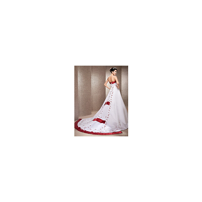 LightInTheBox A-line Strapless Chapel Train Satin Wedding Dress