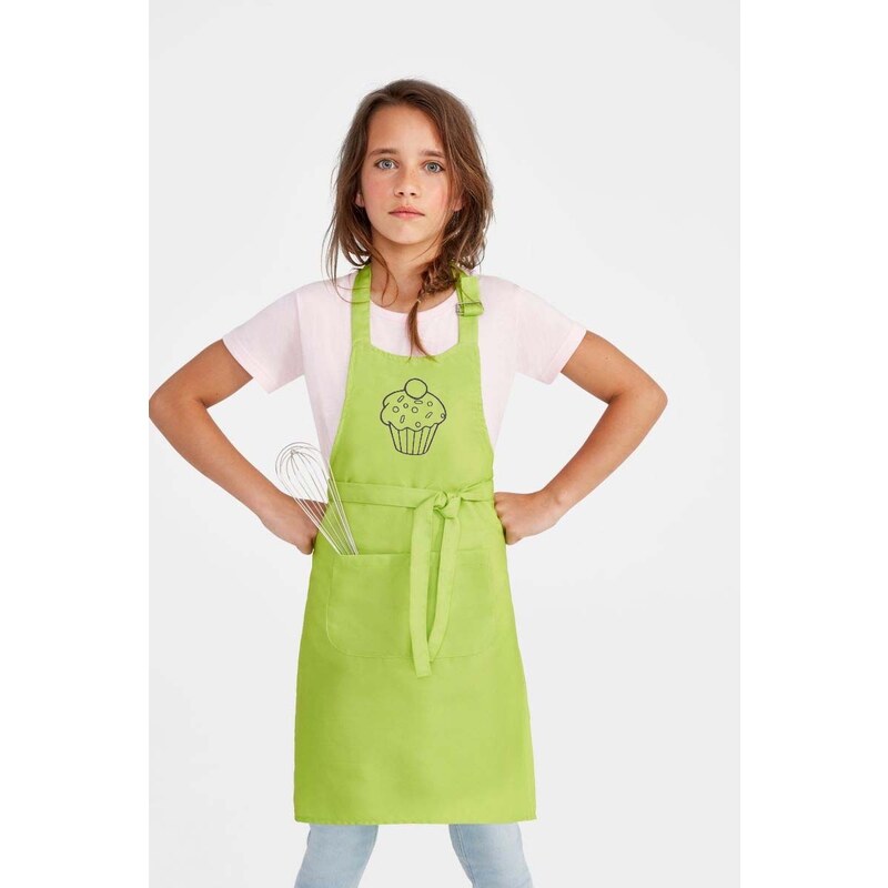 Zelenáčky Dětská kuchyňská zástěra s výšivkou Muffin