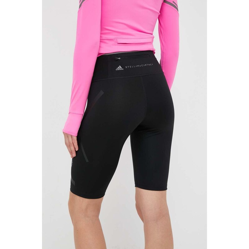 Běžecké šortky adidas by Stella McCartney TruePace černá barva, s potiskem, high waist