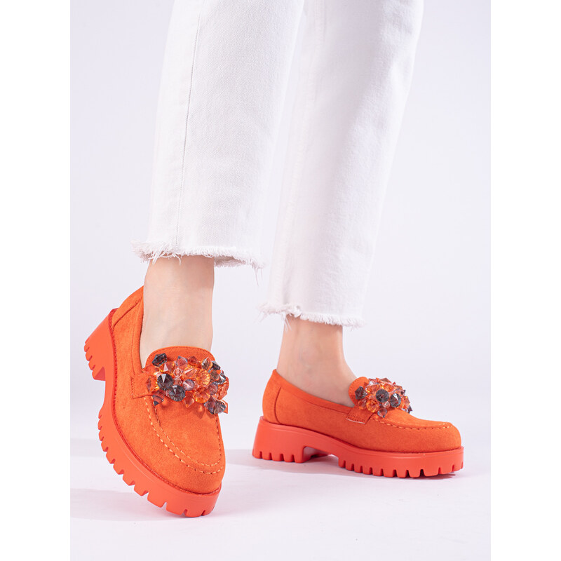 GOODIN Suede moccasins on the platform orange Shelovet