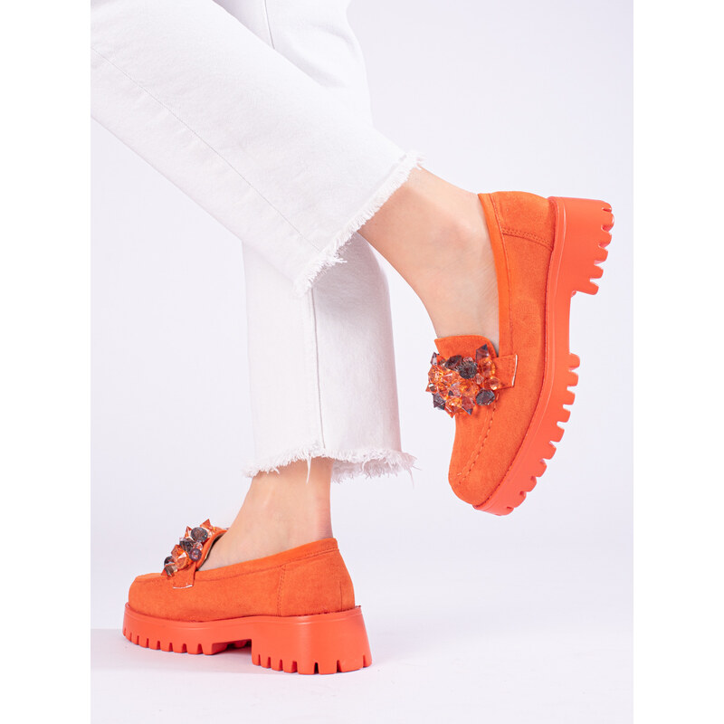 GOODIN Suede moccasins on the platform orange Shelovet