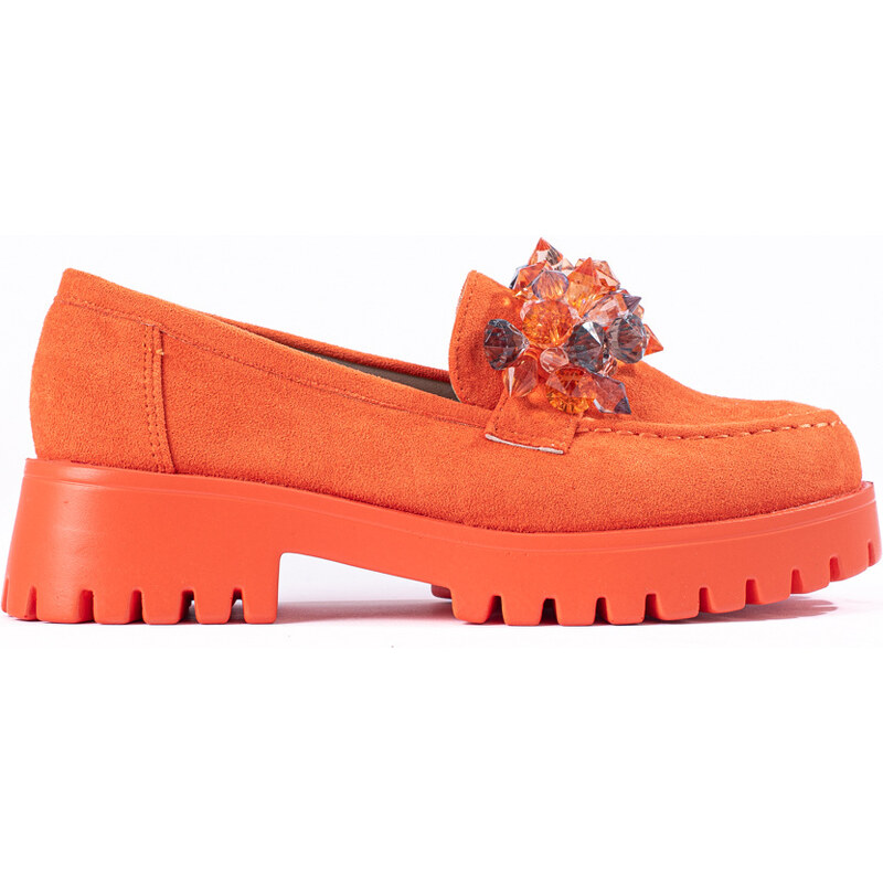 GOODIN Suede moccasins on the platform orange Shelovet