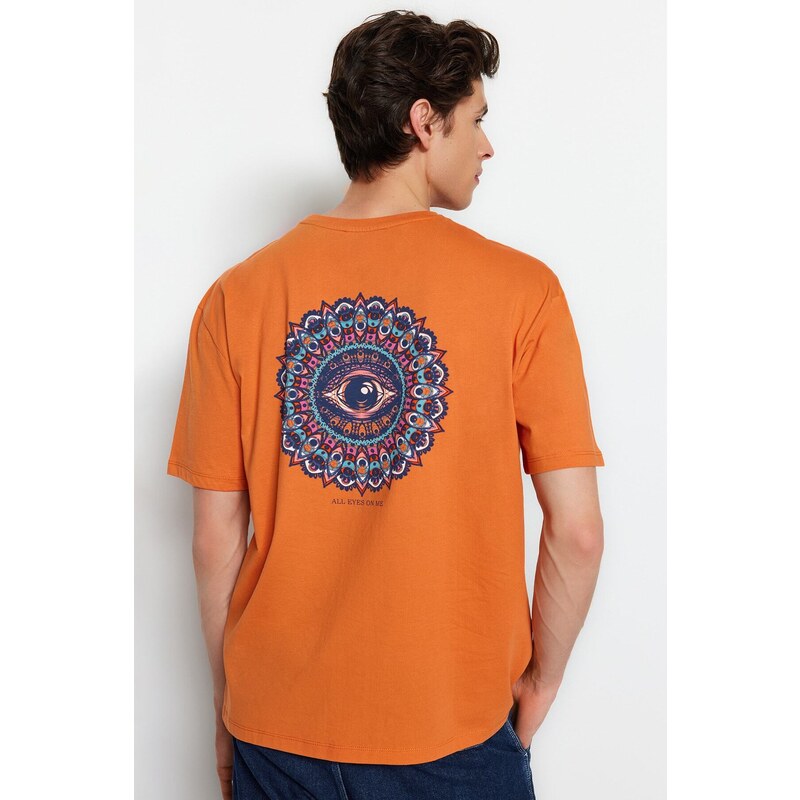 Trendyol Burnt Orange Pánské tričko s krátkým rukávem s krátkým rukávem