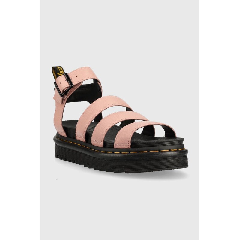 Kožené sandály Dr. Martens Blaire dámské, růžová barva, na platformě, DM30706329