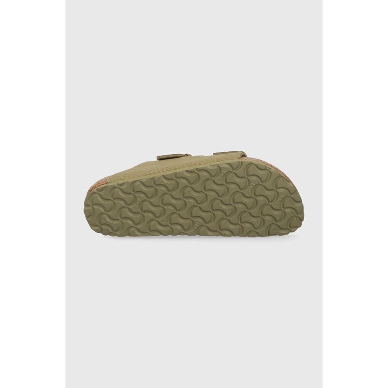 Pantofle Birkenstock Arizona Rivet Logo dámské, zelená barva, 1024065, 1024065-Khaki