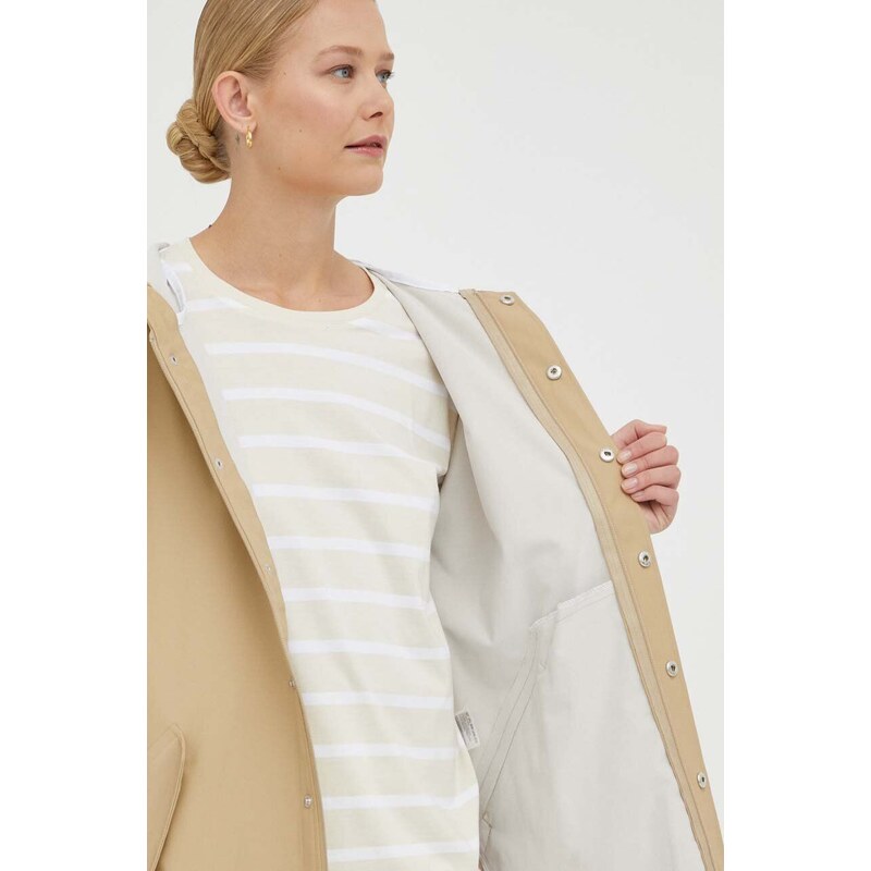 Nepromokavá bunda Rains 18010 Fishtail Jacket béžová barva, přechodná