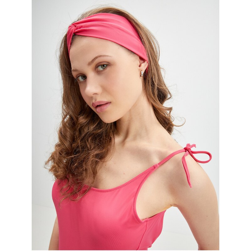 Calvin Klein Sada dámských jednodílných plavek, čelenky a ručníku v růžové a černé b - Dámské