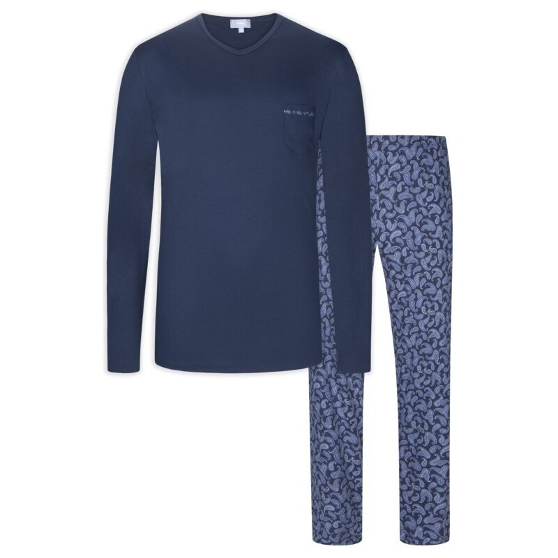 Mey, pyžamo s kalhotami s kašmírovým vzorem modrá
