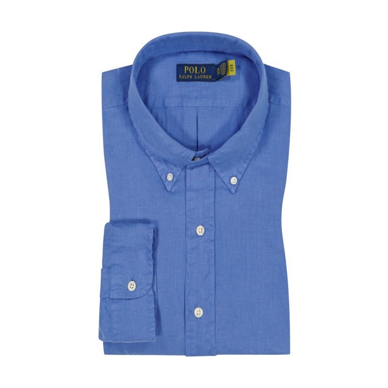 Polo ralph lauren, lněná košile s motivem palem a propínacím límečkem (button-down) ultramarín