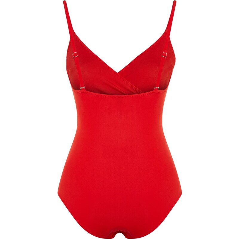 Trendyol Red Double Breasted Cut Out/Windowed Regular Leg Swimsuit