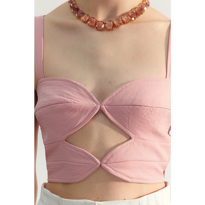 Trendyol Pink Cut-out/Window Detailed Bustier in Woven, Fitted