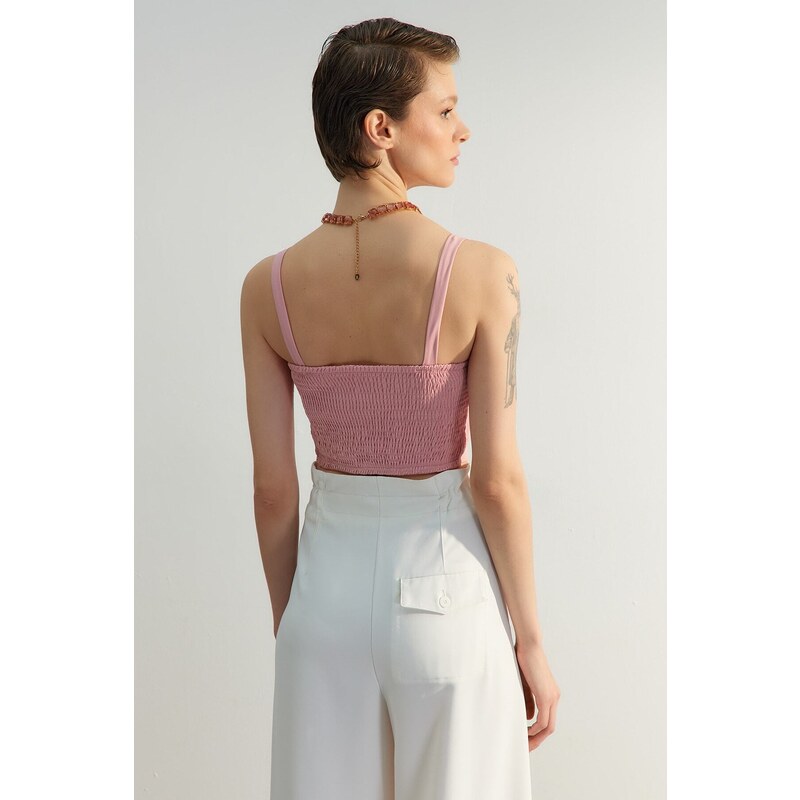 Trendyol Pink Cut-out/Window Detailed Bustier in Woven, Fitted