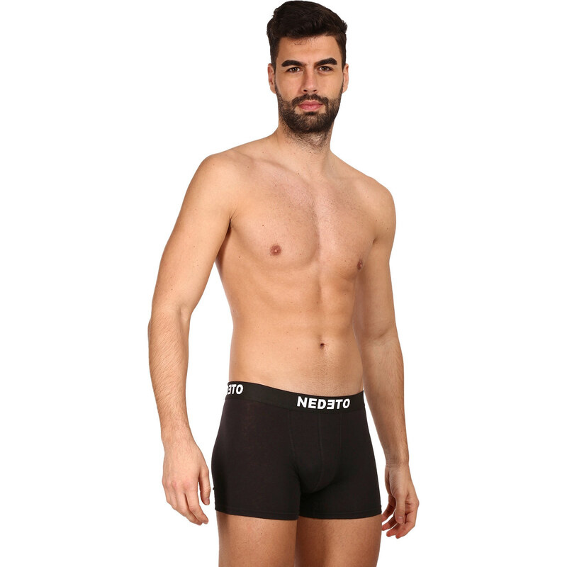 3PACK pánské boxerky Nedeto černé (3NDTB001-brand)