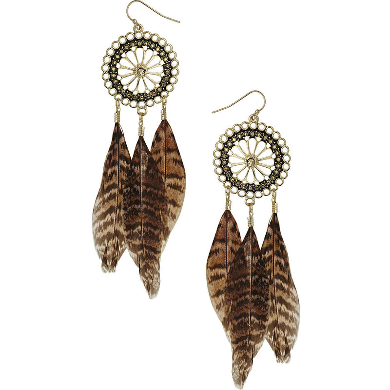 Topshop Disc and Feather Earrings