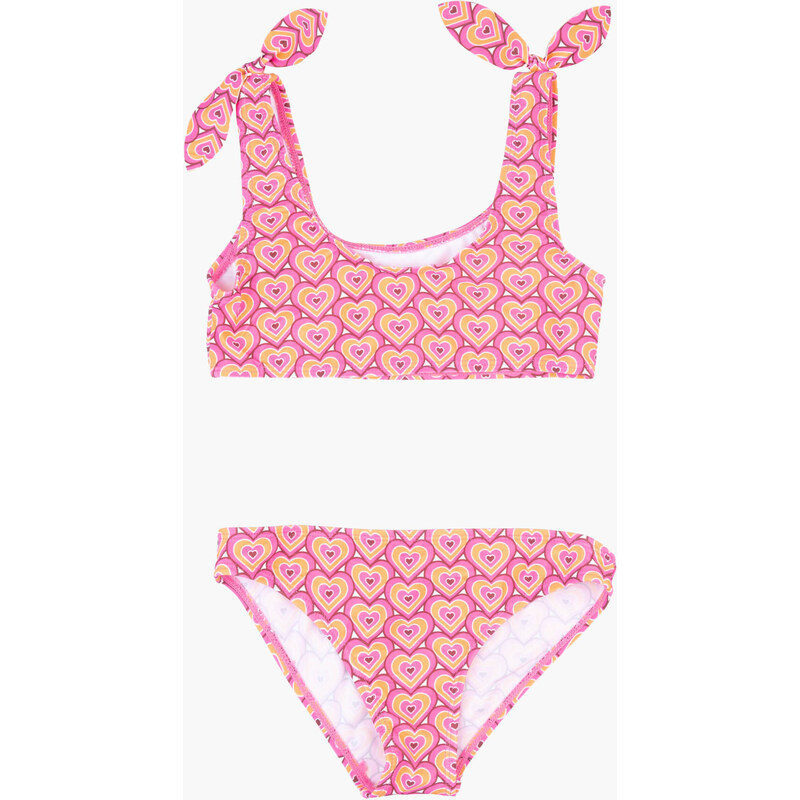 Dívčí dvoudílné plavky Losan růžové se srdíčky