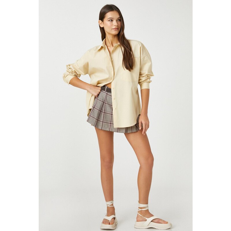 Koton Oversized Cotton Shirt Long Sleeved with Pockets.