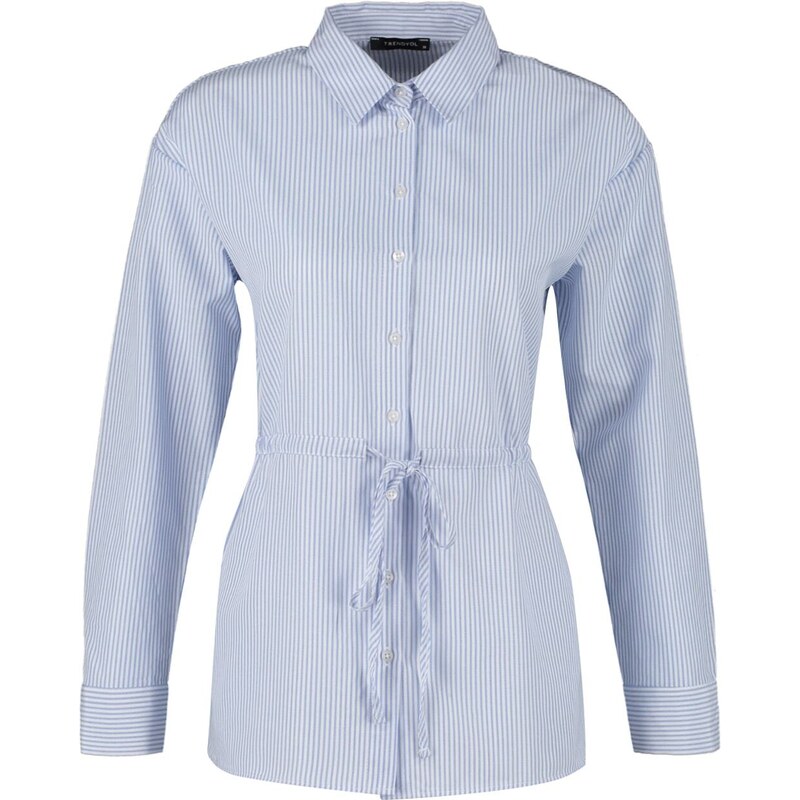 Trendyol Blue Striped Tie Detailed Woven Shirt