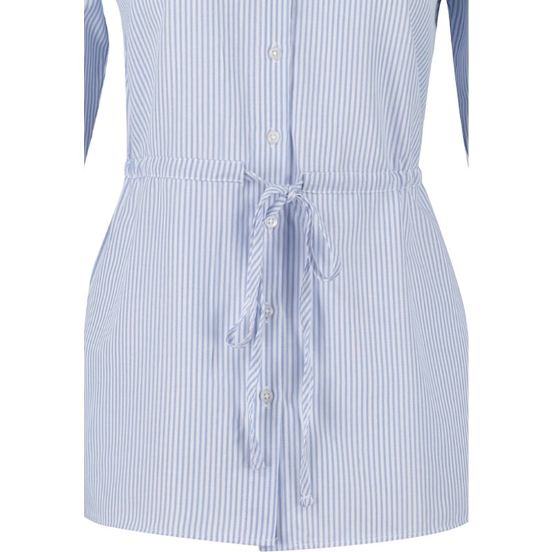 Trendyol Blue Striped Tie Detailed Woven Shirt