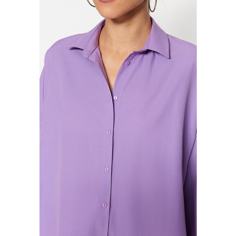 Trendyol Purple Oversize/Wide Fit Woven Shirt