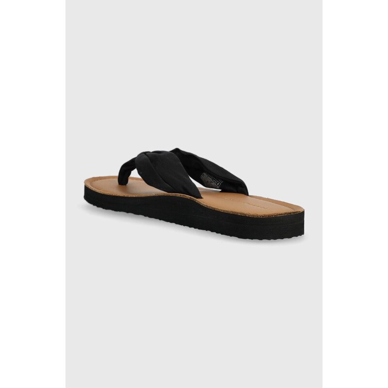 Žabky Tommy Hilfiger TH ELEVATED BEACH SANDAL dámské, černá barva, na plochém podpatku, FW0FW06985