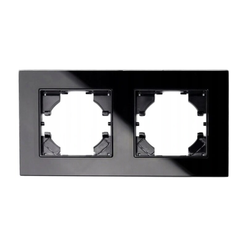BERGE Dvojitý skleněný rámeček pro zásuvku - černý
