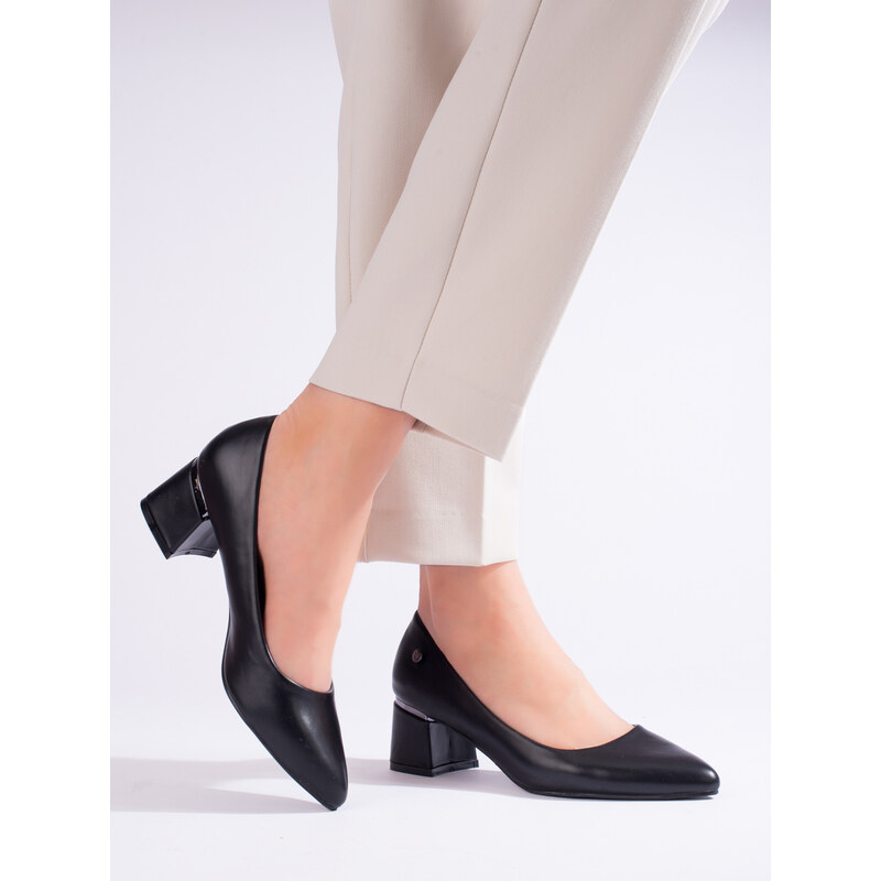 Women's pumps on low post black Vinceza