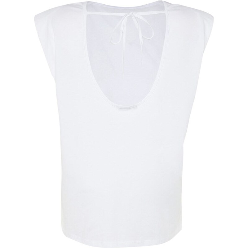 Trendyol Curve White More Sustainable Back Low-cut Padded Knitted T-Shirt
