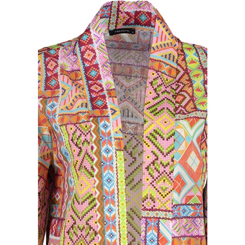 Trendyol Ethnic Pattern Mini Woven 100% Cotton Kimono & Kaftan